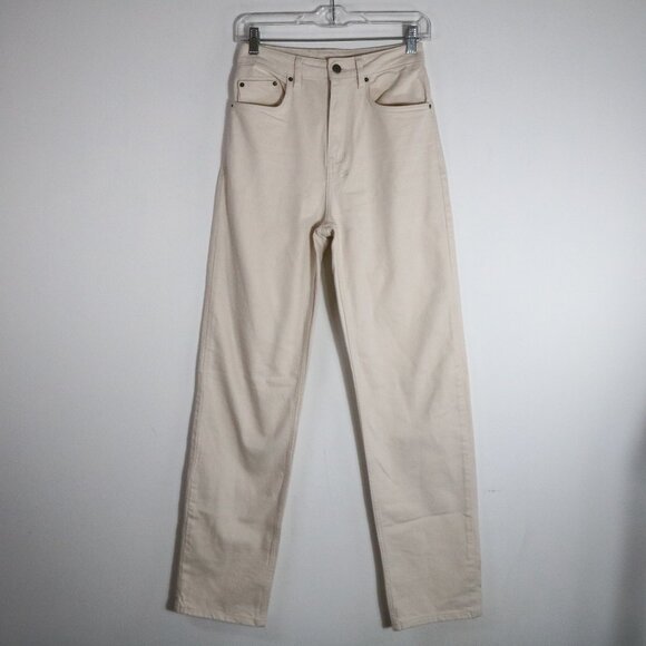 KSUBI Womens Playback Super High Rise Jeans 25 White Ivory Relaxed Full Length - Picture 1 of 8